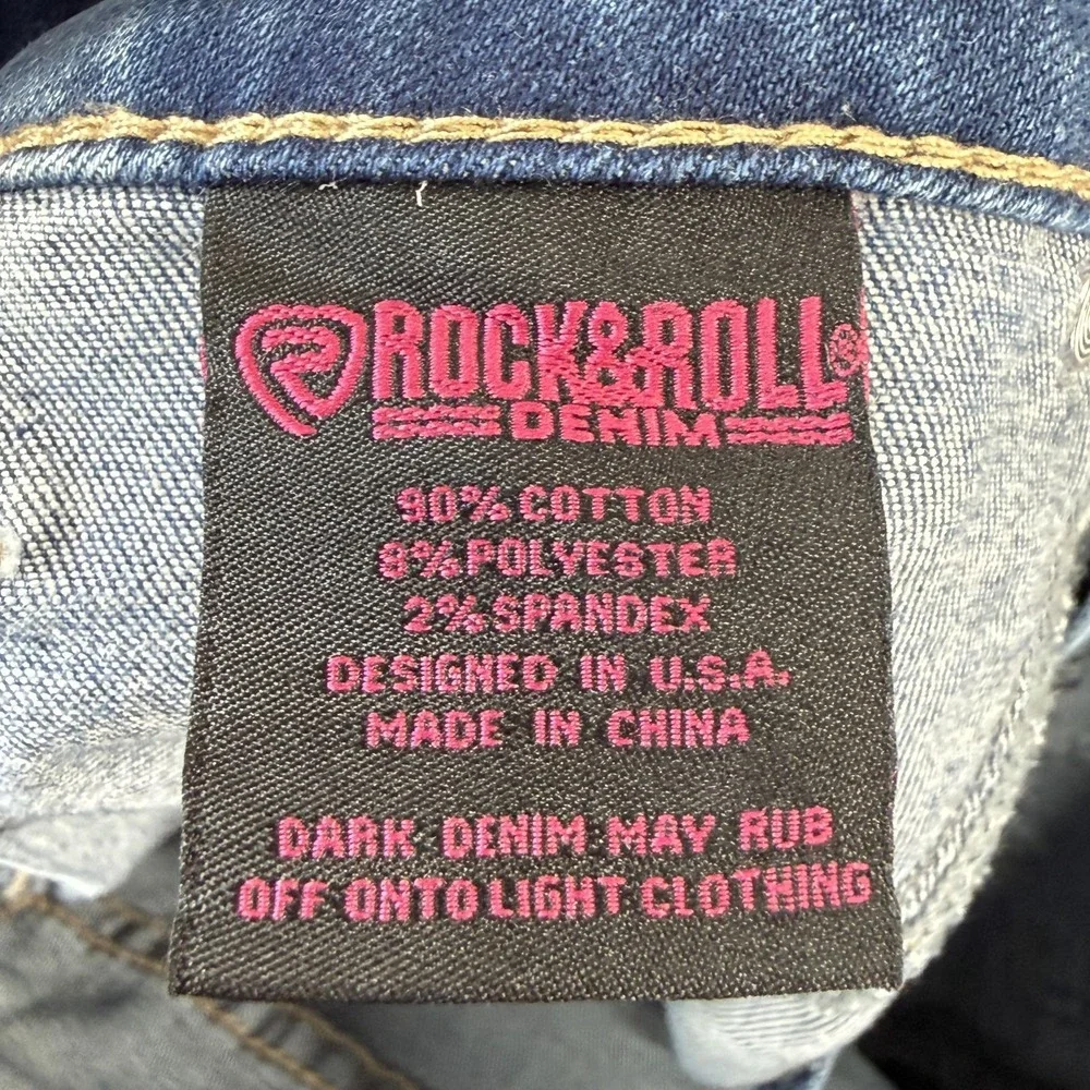 Rock & Roll Trouser Flare Jeans Womens 27x34 Light Wash High Rise Front Slit Leg - Picture 15 of 16
